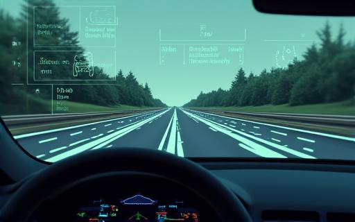 Head-up display interface showing ADAS information.