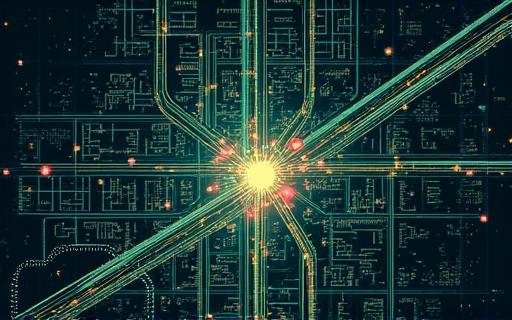 Digital map of a city with optimized traffic flow data points.
