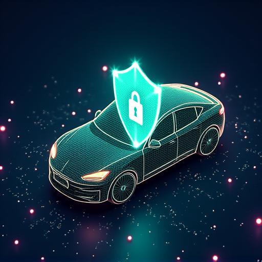 A digital shield protecting a car's network data.